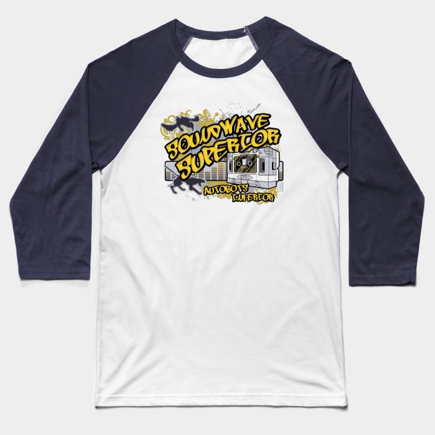 Soundwave Superior Graffiti Baseball T-Shirt by mikerozon